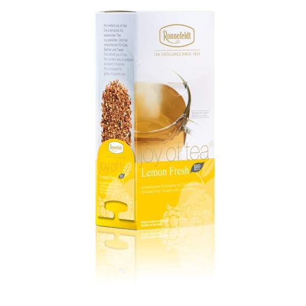 Ronnefeldt Lemon Fresh BIO "Joy of Tea" - Aromatisierter Früchtetee mit Zitronengeschmack, 15 Teebeutel, 3,2 g