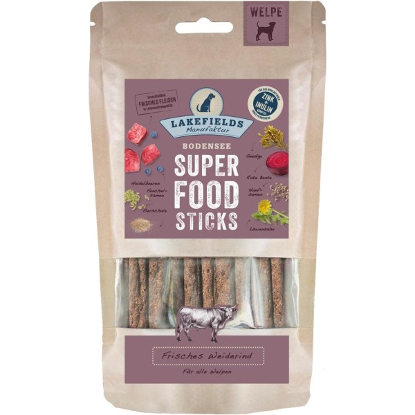 LAKEFIELDS SUPERFOOD Premium STICKS vom Rind für Welpen 130g