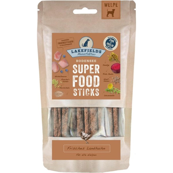 LAKEFIELDS SUPERFOOD Premium STICKS vom Landhuhn für Welpen 130g